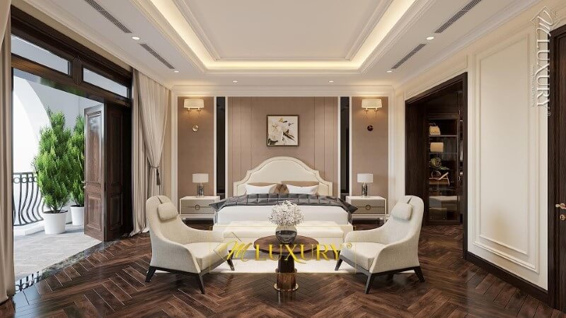 Trang trí phòng ngủ biệt thự tân cổ điển đẹp Mẫu nội thất biệt thự đẹp