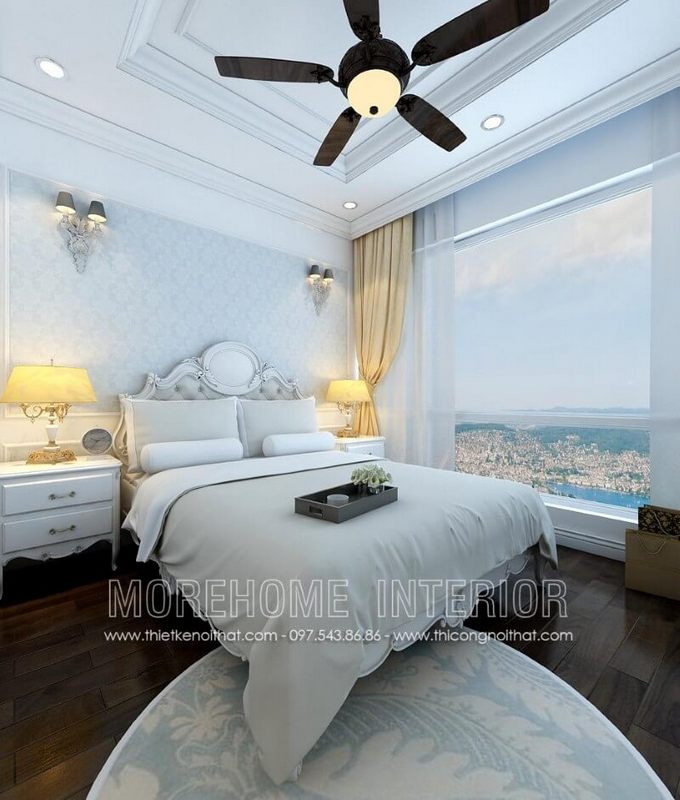 Mẫu giường ngủ chung cư cao cấp được thiết kế tinh tế với họa tiết hoa văn đặc trưng của phong cách tân cổ điển mang lại sự đẳng cấp cũng như thể hiện được gu thẩm mĩ của gia chủ