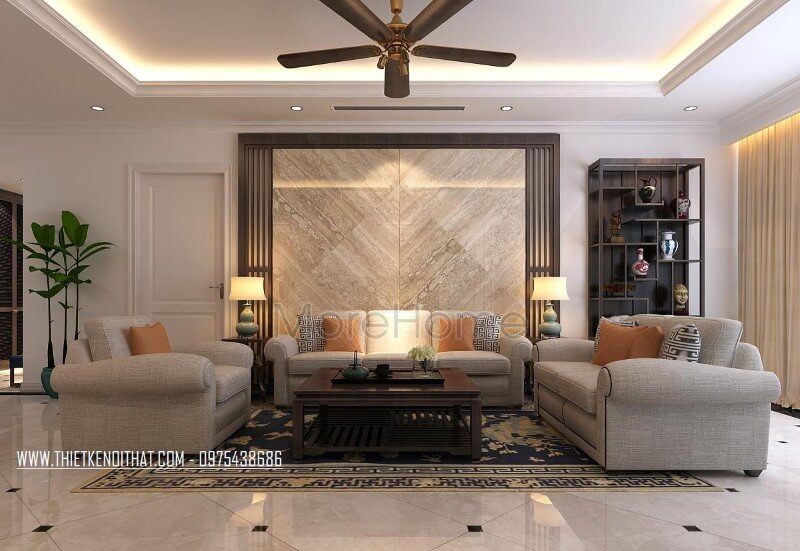 Trang trí phòng khách chung cư với mẫu sofa tân cổ điển