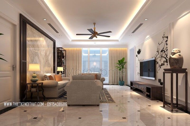 Mẫu thiết kế chung cư Thăng Long Number 1 có phong cách gỗ Việt đẳng cấp.